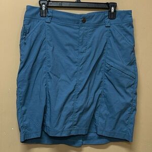 Duluth Trading Co Skort Womens 12 Blue Dry on the Fly Stretch Zip Pockets Golf